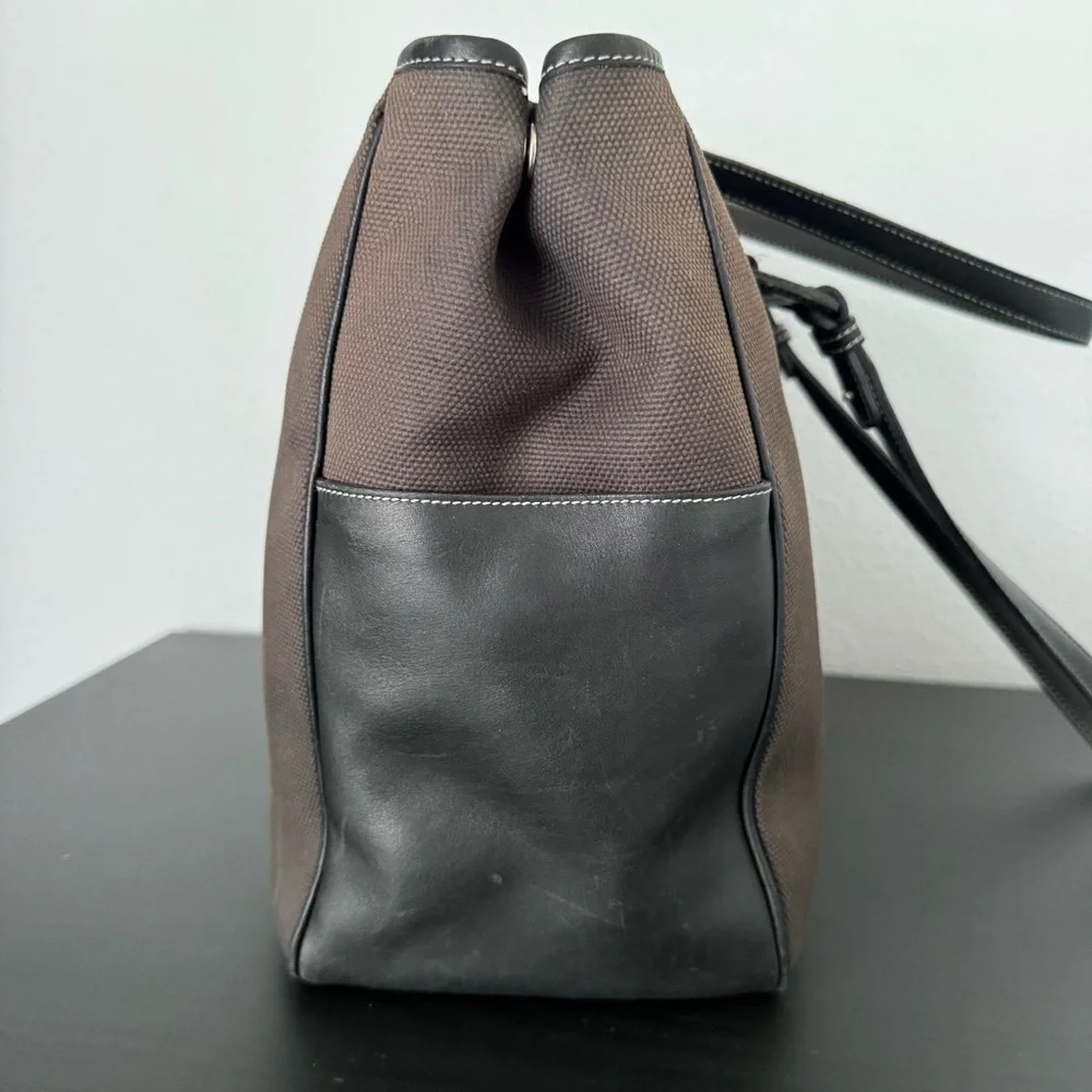 Salvatore Ferragamo Canvas Leather Tote Shoulder Bag